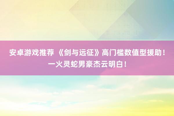 安卓游戏推荐 《剑与远征》高门槛数值型援助！一火灵蛇男豪杰云明白！