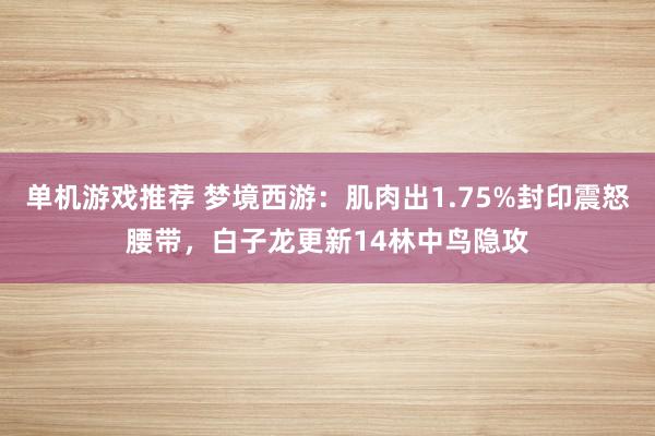 单机游戏推荐 梦境西游：肌肉出1.75%封印震怒腰带，白子龙更新14林中鸟隐攻